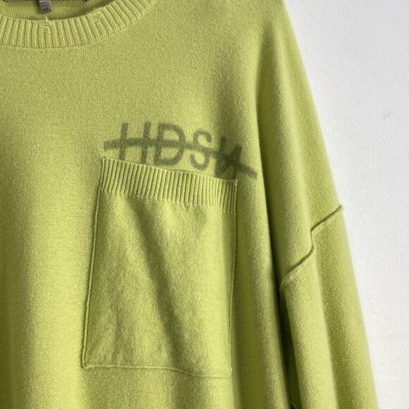 Hudson Crew Neck Sweater Wool Cashmere Lime Collection Women's XXL - Picture 3 of 12